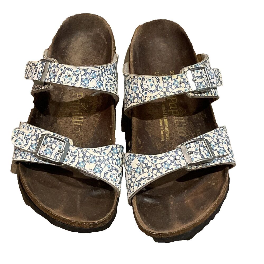 Papillio Birkenstock Sydney Blue Floral Sandals Womens EU 38 US 7 Germany